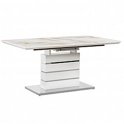 Jedálenský stôl rozkladací, mramorový vzor/biela HG, LAJOS