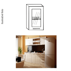 Kuchynská skrinka, ľavá, strieborné orámovanie/sklo, ITA GW-40