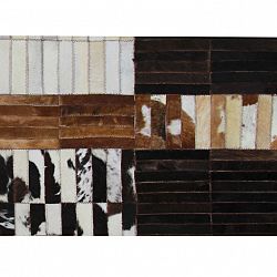 Luxusný kožený koberec, čierna/hnedá/biela, patchwork, 171x240, KOŽA TYP 4
