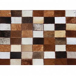 Luxusný kožený koberec,  hnedá/čierna/biela, patchwork, 168x240, KOŽA TYP 3
