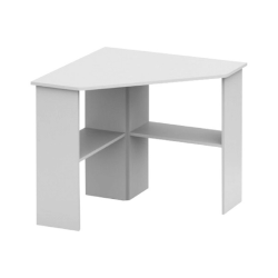 PC stôl, rohový, biela, RONY NEW