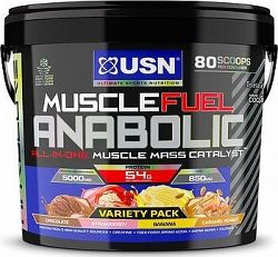 USN Muscle Fuel Anabolic Variety pack (Čokoláda, Jahoda, Banán a Arašidy s karamelom) 5,32 kg